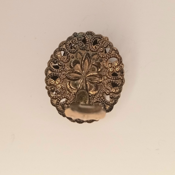 Filigree Brooch & Earrings Aurora Borealis Glass Red Pink Rhinestone Fau… - Picture 5 of 11